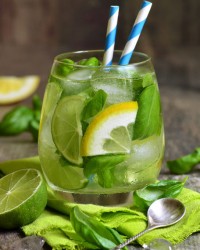 Basil lemonade - cold summer drink.