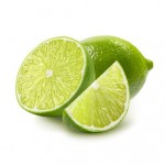 Whole, half and quarter piece lime isolated on white background as package design elements